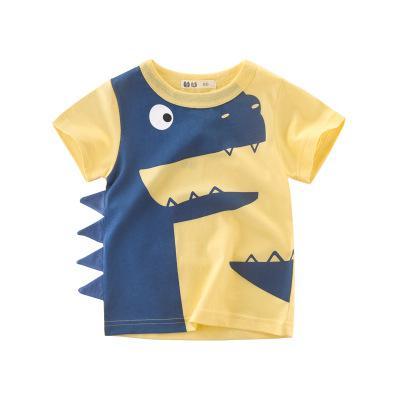 T-shirt design dinosaure jaune et bleu