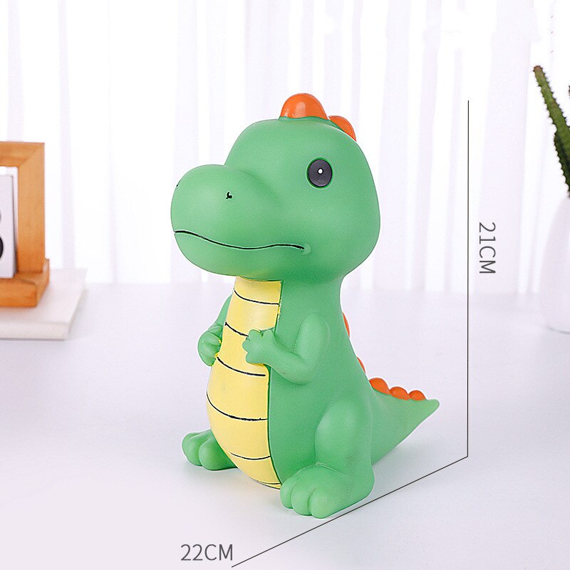 Tirelire Dinosaure Vert Pour Enfant – Tirelire Anti-Chute Mignonne Avec Clé, Cadeau Anniversaire Garçon