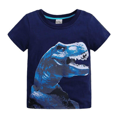 T-shirt dinosaure féroce bleu
