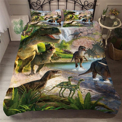 Housse De Couette Dinosaure Tyrannosaure Rex - Parure De Lit Simple Jurassic