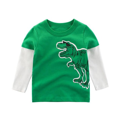 t shirt dinosaure vert manches longues