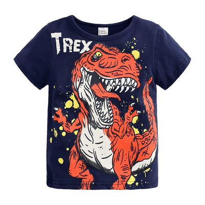 t-shirt dinosaure bleu marine t-rex